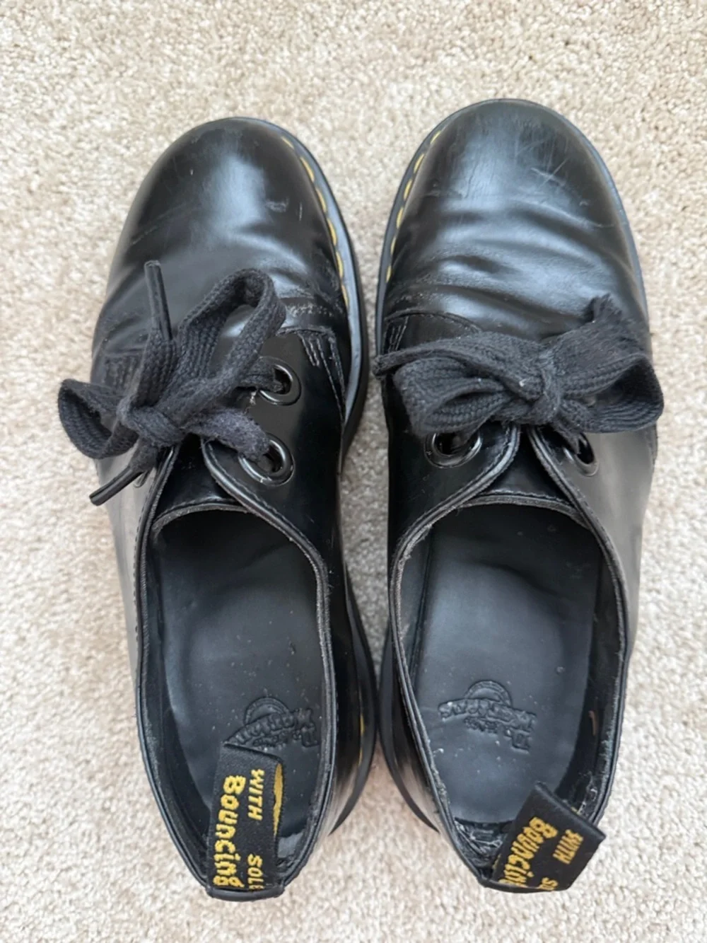 Dr. Doc Martens Holly Leather Lace Up Platform Black Oxfords